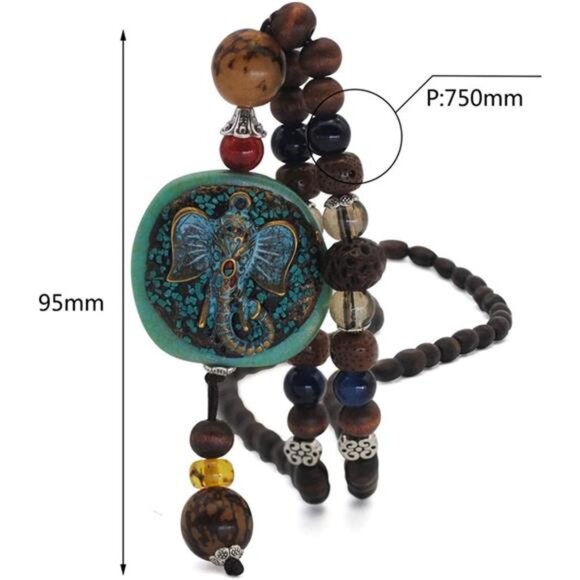 Vintage Long Necklace Handmade Turquoise Wood Beads Necklace for Women Fashion - Picture 5 of 8